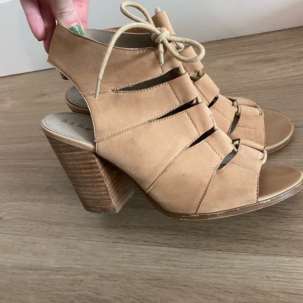 Hinge Tan Lace Up Heels